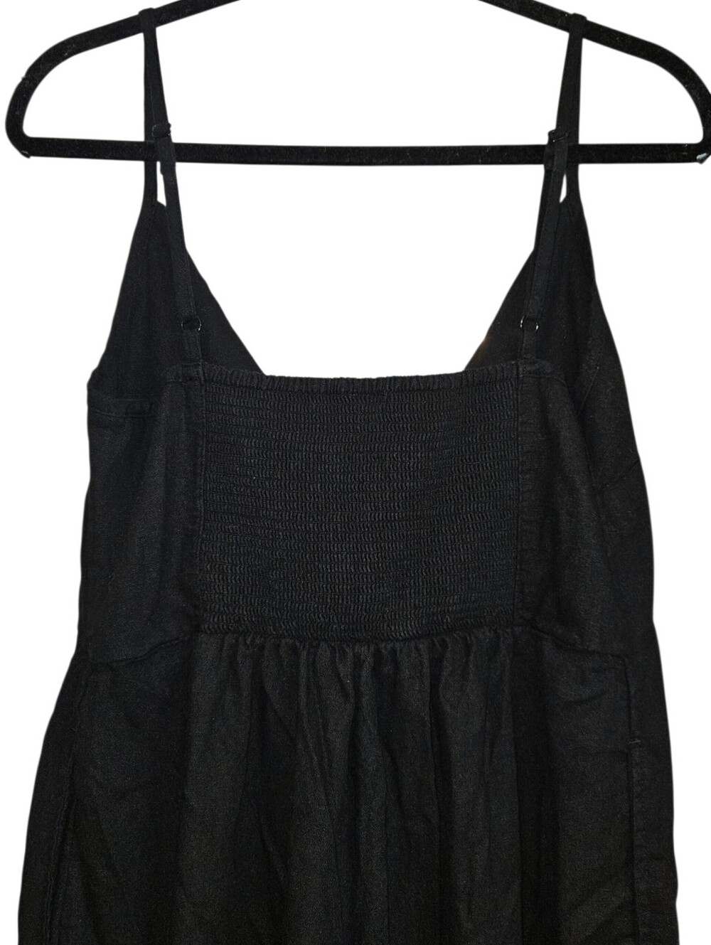 Old Navy Linen Blend Black Harem V Neck Smocked Wide Leg Jumpsuit with Pockets M - Picture 3 of 6